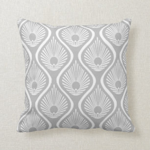 Coussin Conception gris-clair d'art déco de paon