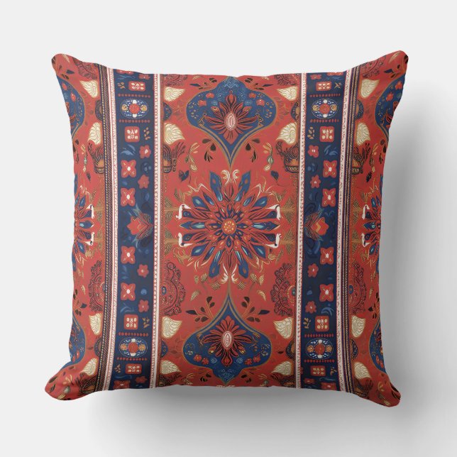 Coussin Conception inspirée du tapis serbe de Pirot 2 (Recto)