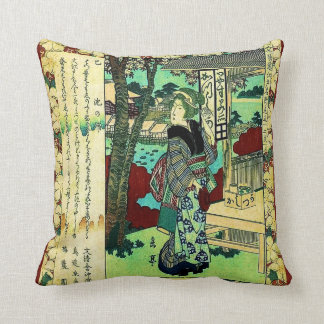 Coussin Conception japonaise vintage réversible de geisha