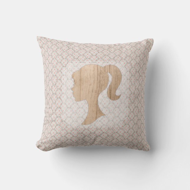 Coussin Conception minable vintage et Silhouett en bois (Recto)