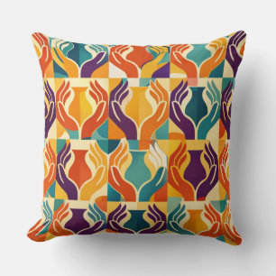 Coussin Conception moderne de milieu de siècle de mains at