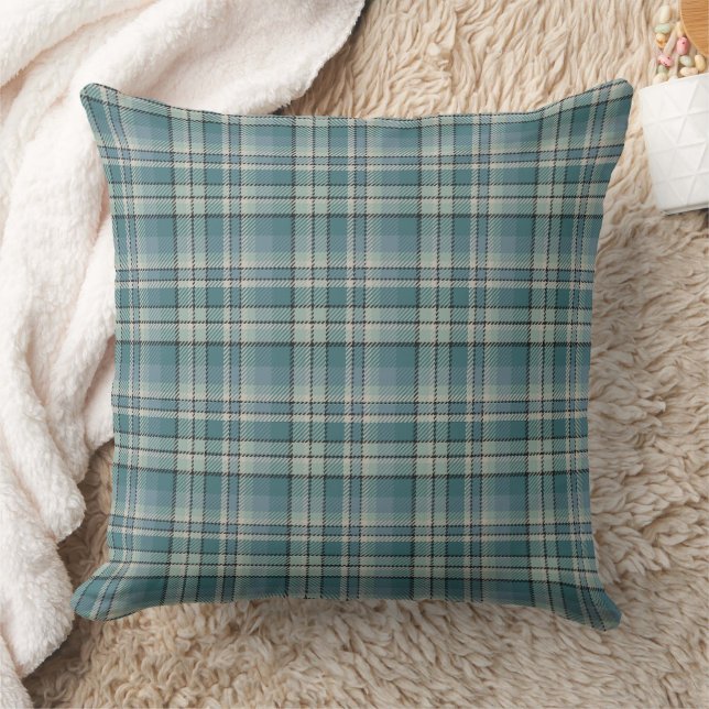 Coussin Conception Motif Turquoise Plaid (Couverture)