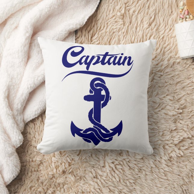 Coussin Conception nautique d'ancre de voilier capitaine (Couverture)