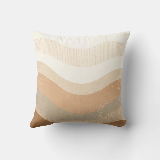 Coussin Conception Neutre Terreuse Rétro Mod Waves (Verso)