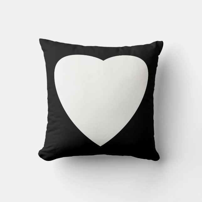 Coussin Conception noire et blanche de coeur d'amour (Recto)
