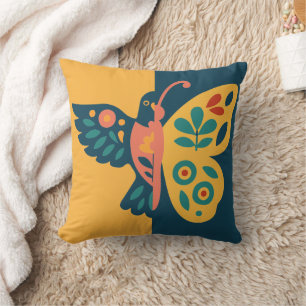 Coussin Conception papillon fantaisiste et colibri
