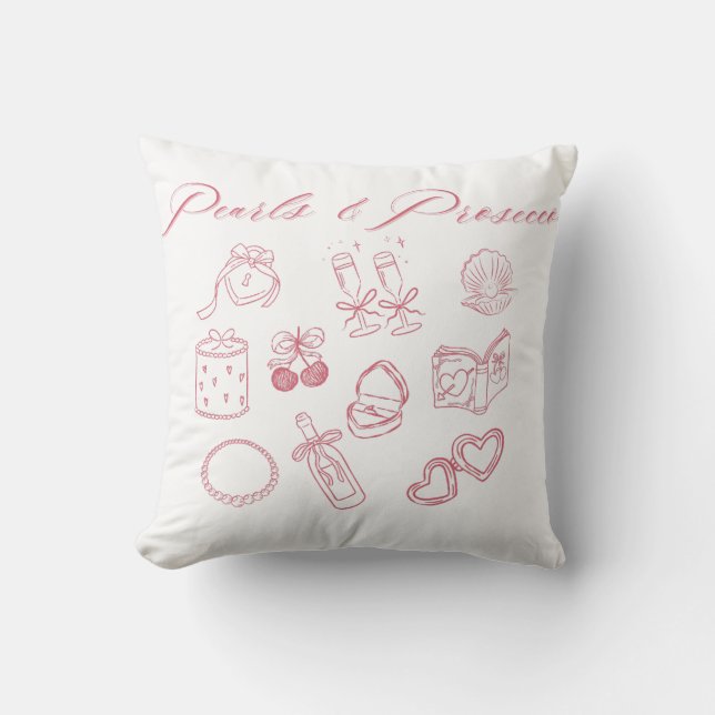 Coussin Conception Perles & Prosecco | Enterrement de vie  (Recto)