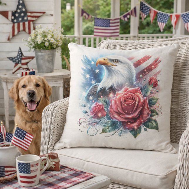 Coussin Conception personnalisable d'aigle patriotique (Créateur téléchargé)