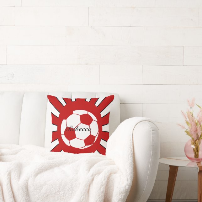 Coussin Conception personnalisée de football rouge et blan (Canapé)