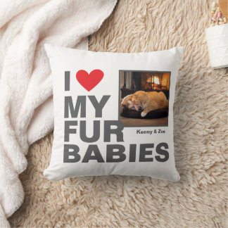 Coussin Conception photo personnalisée "I ❤️ My Fur Baby"