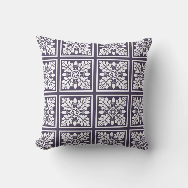 Coussin Conception pourpre de tuile de gland et de feuille (Recto)