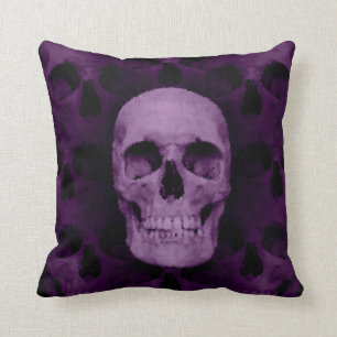 Coussin Conception pourpre gothique de crâne de Halloween