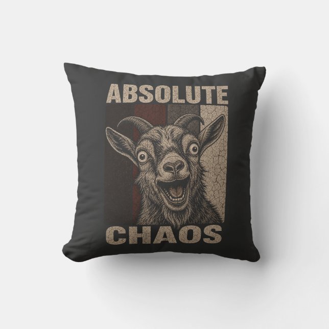 Coussin Conception rétro drôle de chèvre hurlante de chaos (Recto)