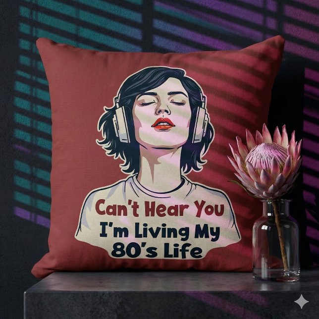 Coussin Conception Rétro Nostalgique de Musique des Années (80s Retro Nostalgic Music Lover Throwback Design Throw Pillow Mockup B)