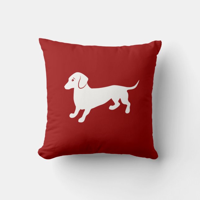 Coussin Conception rouge et blanche de teckel (Recto)