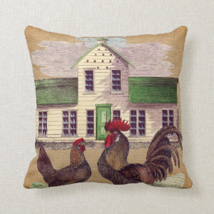 Coussin Conception rustique de poulets de basse cour d'art