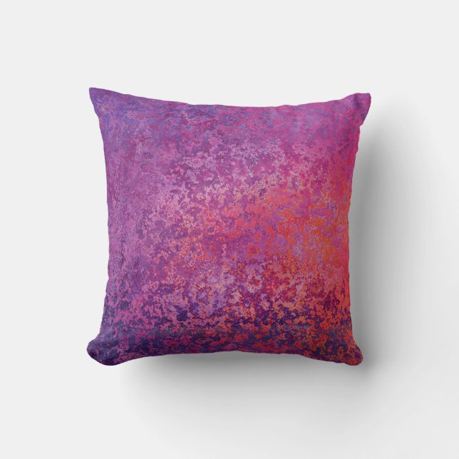 Coussin Conception texturée Abstraite en rose et violet (Recto)