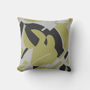 Coussin Conception tournoyante gras vert olive gris noir