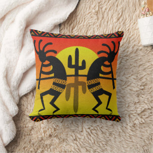 Coussin Conception tribale de Kokopelli de cactus de