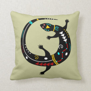 Coussin Conception tribale personnalisée de lézard de