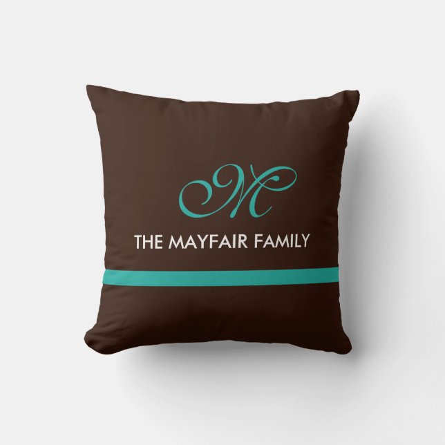 Coussin Conception turquoise Brown de monogramme de (Recto)