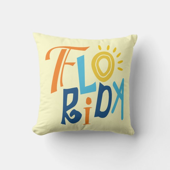 Coussin Conception typographique d'amusement de la Floride (Recto)