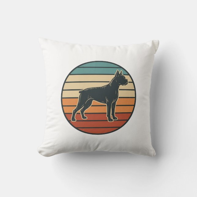 Coussin Conception vectorielle de gravure de chien Boxer v (Recto)