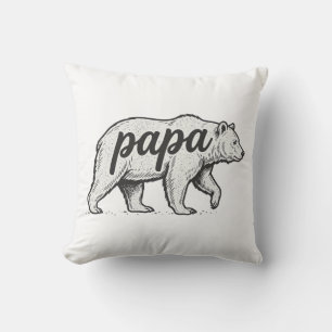 Coussin Conception vectorielle de gravure vintage Papa Bea