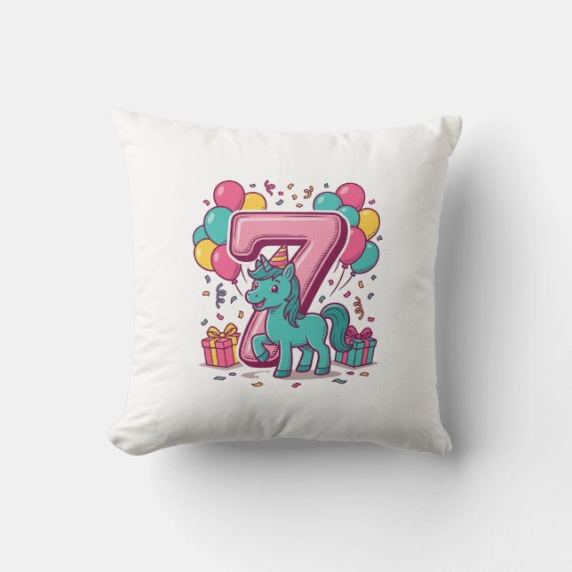 Coussin Conception vectorielle de poney mignon pour la fêt (Recto)