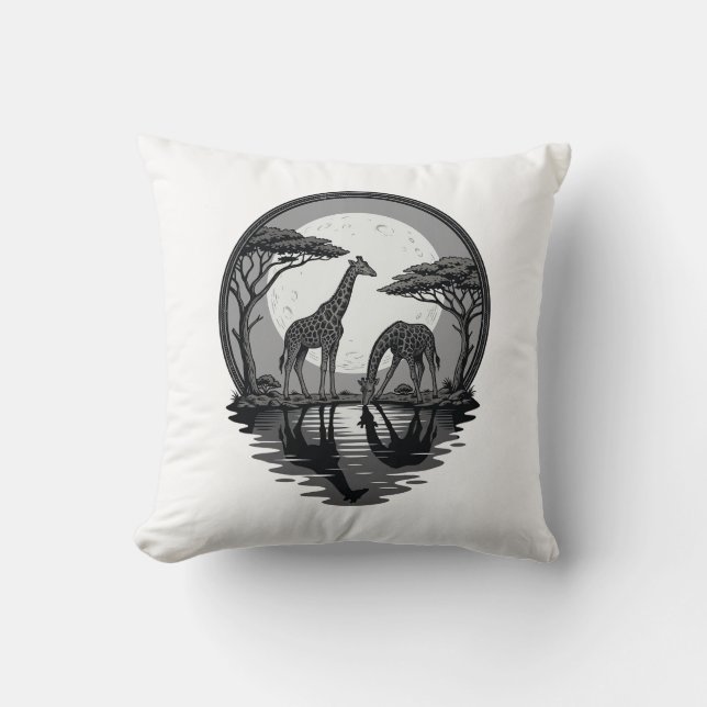 Coussin Conception vectorielle de safari silhouette de gir (Recto)