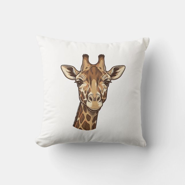 Coussin Conception vectorielle de tête de girafe gravée vi (Recto)