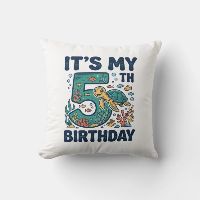 Coussin Conception vectorielle sous-marine de tortue marin (Recto)