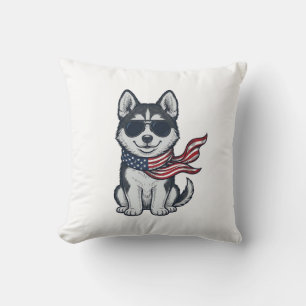 Coussin Conception vectorielle vintage d'un chiot husky pa