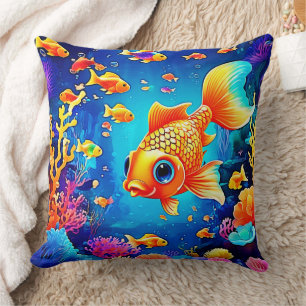 Coussin Conception vibrante de poissons sous-marins
