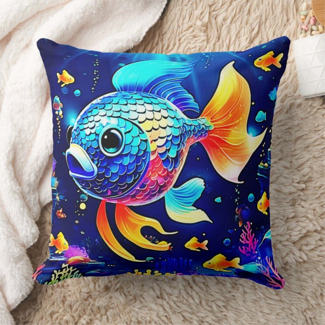 Coussin Conception Vibrante du poisson de récif (Couverture)