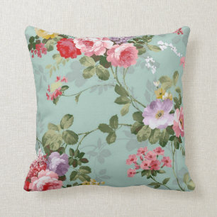 Coussin Conception vintage de fleurs vertes
