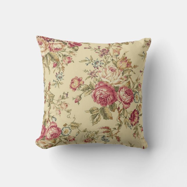 Coussin Conception Vintage des Roses de choux (Recto)