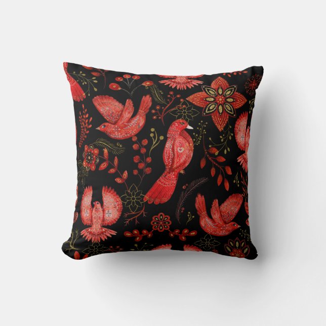 Coussin Conceptions de motifs floraux et feuillus vibrants (Recto)