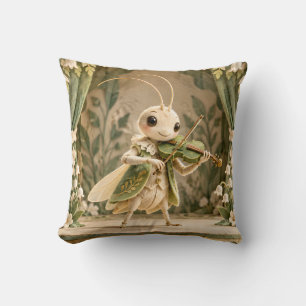 Coussin Concert de violon de cricket sage en forêt