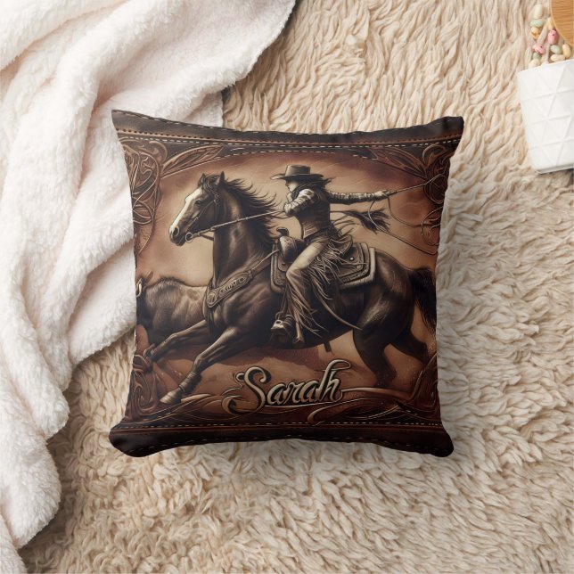 Coussin Concours de course de cowgirl à l'événement local  (Couverture)