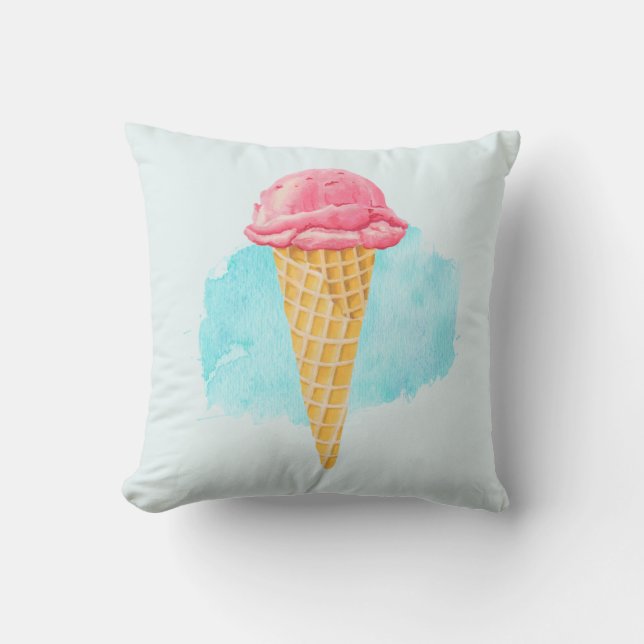 Coussin Cône De Crème De Glace Avec Un Plat De Peinture Bl (Recto)