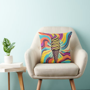 Coussin Cône de glace Art Pop Psychédélique