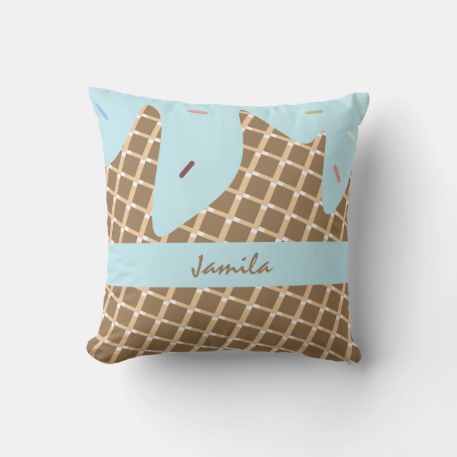 Coussin Cône de glace estivale dégoulinant de paillettes b (Recto)