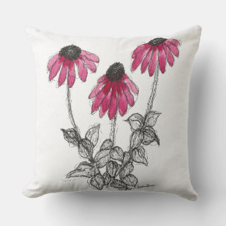 Coussin Coneflowers Watercolor and Ink