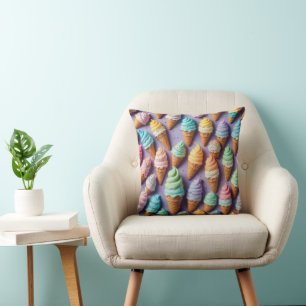 Coussin Cones De Crème De Glace Avec Saupoudrages