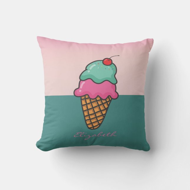 Coussin Cônes de crème glacée colorée - Personnalisé (Recto)
