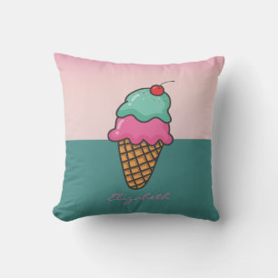 Coussin Cônes de glace colorés girly - Personnalisés