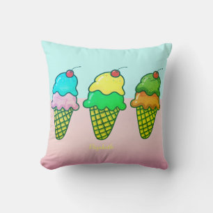 Coussin Cônes de glace colorés girly - Personnalisés