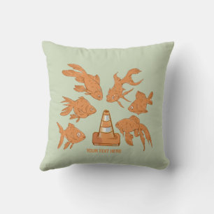 Coussin Cônes de la route et poisson rouge orange