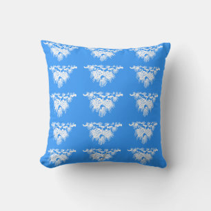 Coussin cônes de pin bleu et blanc